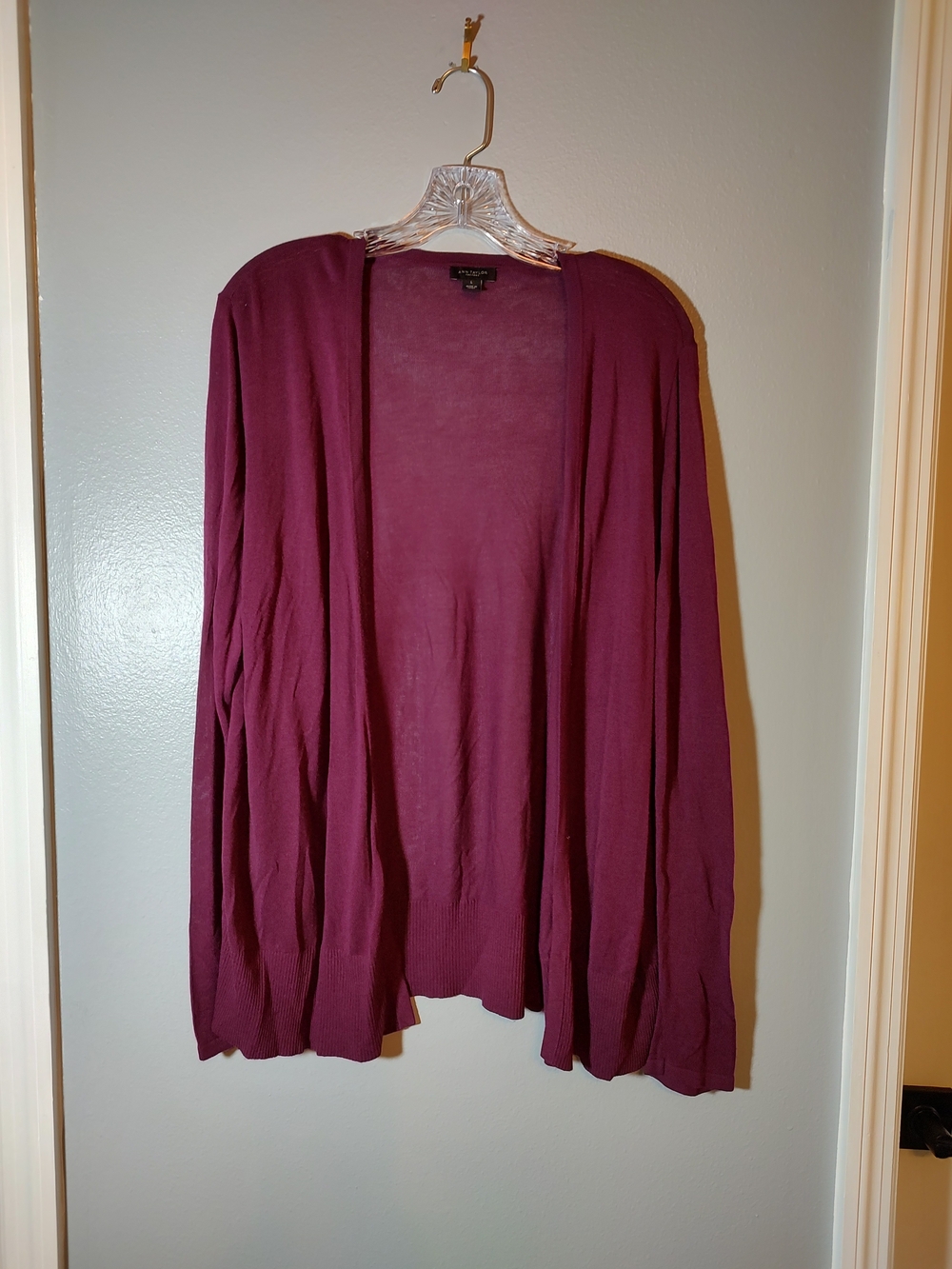 Ann Taylor Open-Front Burgundy Cardigan Sweater